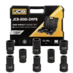 КОМПЛЕКТ ДЪЛБОКИ УДАРНИ ВЛОЖКИ 6-СТЕННИ 1″ (22 – 41 ММ) 8 ЧАСТИ JCB