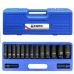 УДАРНИ ВЛОЖКИ 1/2″ УДЪЛЖЕНИ 6-СТЕННИ(10 – 32 ММ) 15 ЧАСТИ HAWEK